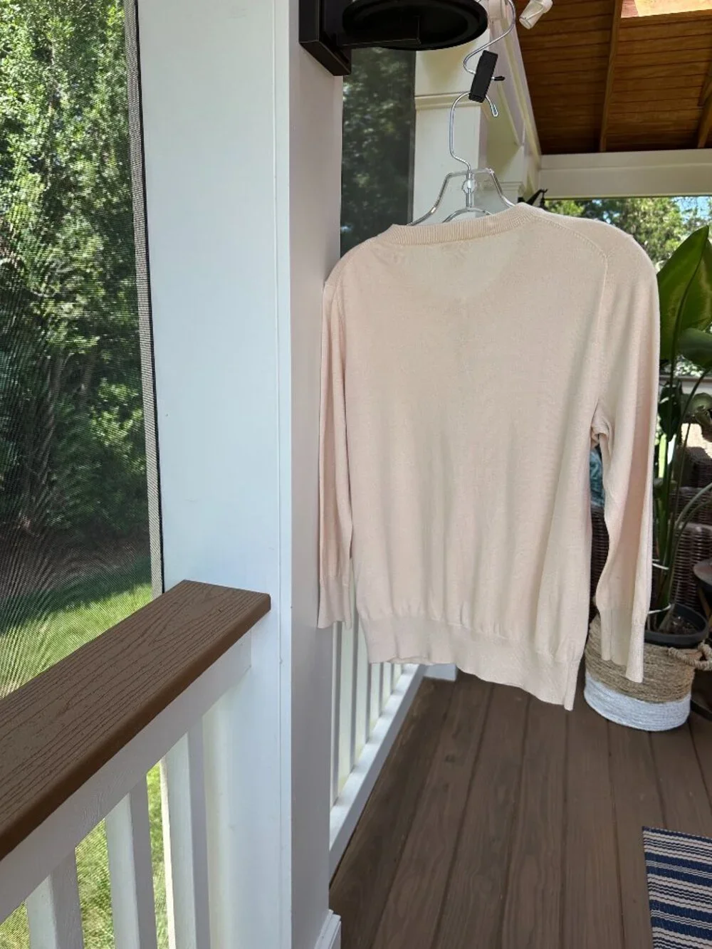 J.Crew Clare Cardigan Champagne Beige Ecru 100% Cotton Button Down Crew Size M